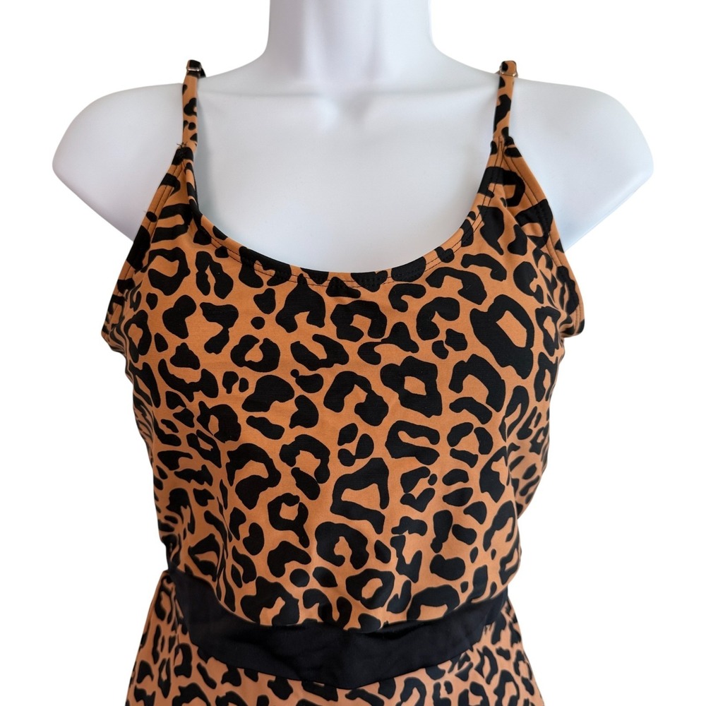 Coral Reef Swim Leopard Print Lounger Top High Waisted Bottom Swimsuit Sz S 4-6 - Picture 2 of 11